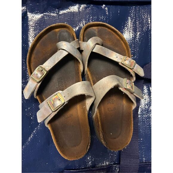Birkenstock Mayari Toe Loop Sandals Holographic Straps Women - Picture 1 of 8